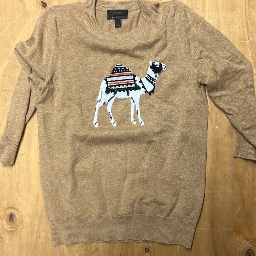 J Crew Camel cashmere sweater, Sz sm